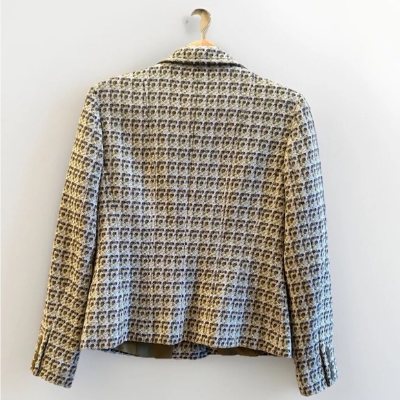 Talbots Women’s Classic Fitted Blazer Woven Wool Blend Tweed Olive Size 4 - Picture 3 of 11